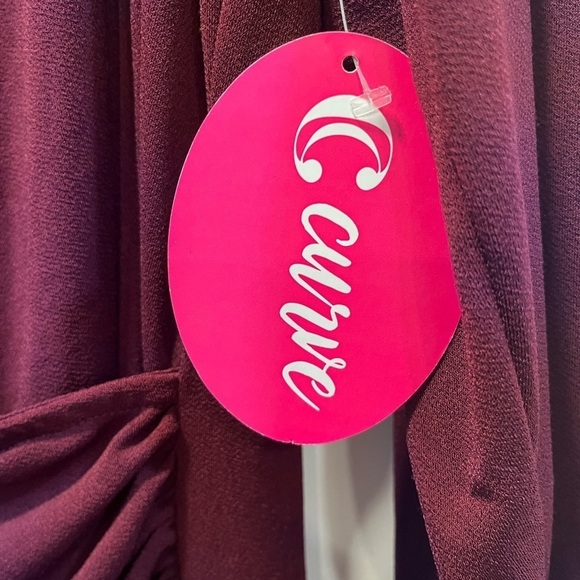 CURVE Maroon Stretch Jersey Wrap Gown - Picture 3 of 4